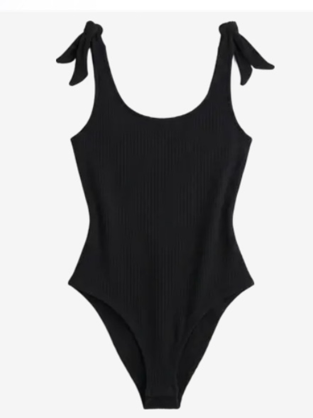 SHEIN Black Ribbed Tie-Strap Scoop Neck Bodysuit